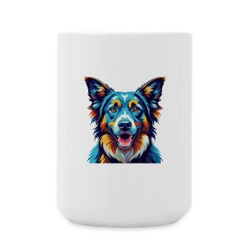 Basque Shepherd Dog Breed Colorful Cartoon Kawaii - Large Mug 440 ml - white - Front