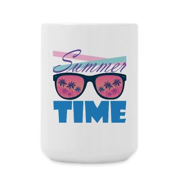 Sommerzeit Palmen-Sonnenbrille - Große Tasse 440 ml - Weiß - Vorne