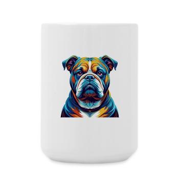 Englische Bulldogge Rasse Bunte Karikatur Kawaii - Große Tasse 440 ml - Weiß - Vorne