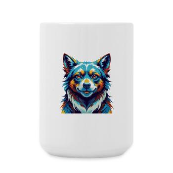 Dessin animé Kawaii de race de chien de montagne de Formose - Grande tasse 440 ml - blanc - Devant