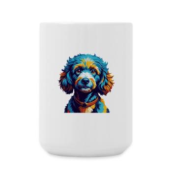 caniche miniature chien race coloré dessin animé kawaii - Grande tasse 440 ml - blanc - Devant