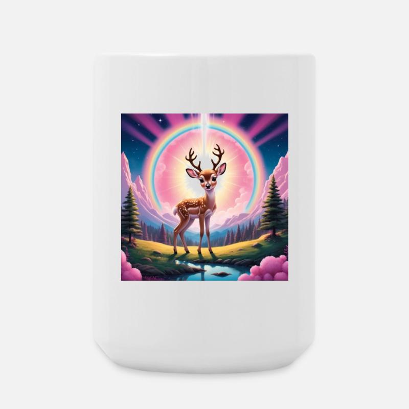 Deer with rainbow - Large Mug 440 ml - white