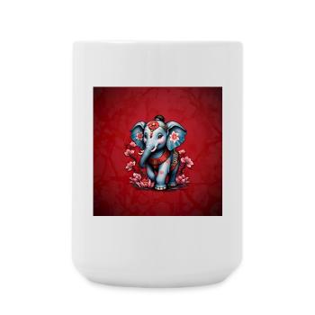 Éléphant majestueux dans le style traditionnel japonais. - Grande tasse 440 ml - blanc - Devant