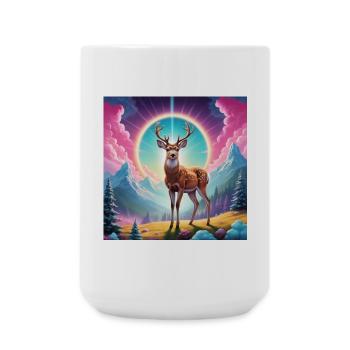 Deer on the mountain - Large Mug 440 ml - white - Front