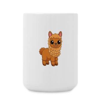 Alpaga Mignon Mascotte Personnage De Dessin Animé Kawaii - Grande tasse 440 ml - blanc - Devant