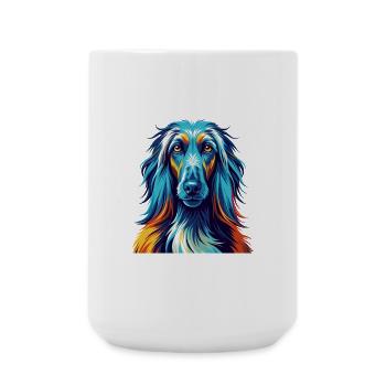 Chien de chasse afghan Race Coloré Dessin animé Kawaii - Grande tasse 440 ml - blanc - Devant