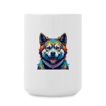 Akita Hunderasse Buntes Aquarell Karikatur Kawaii - Große Tasse 440 ml - Weiß - Vorne