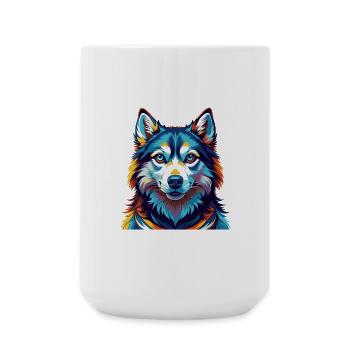 Alaskan Husky Dog Breed Colorful Cartoon Kawaii - Large Mug 440 ml - white - Front