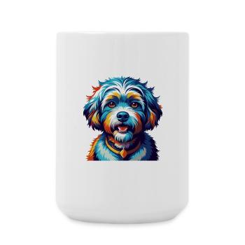 Bichon frisé Race de chien Dessin animé coloré Kawaii - Grande tasse 440 ml - blanc - Devant