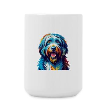 Bergamasco Dog Breed Colorful Cartoon Kawaii - Large Mug 440 ml - white - Front