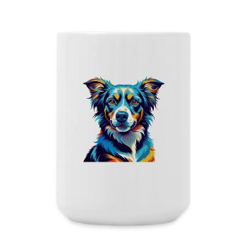 Cao da serra de Aires race de chien dessin animé kawaii - Grande tasse 440 ml - blanc - Devant