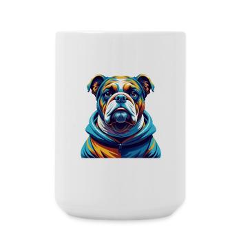 Bulldogge Rasse Buntes Aquarell Karikatur Kawaii - Große Tasse 440 ml - Weiß - Vorne