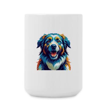 Chien de berger de l’Himalaya race Dessin animé coloré Kawaii - Grande tasse 440 ml - blanc - Devant
