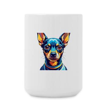 Miniature Pinscher Chien Race Dessin Animé Kawaii - Grande tasse 440 ml - blanc - Devant