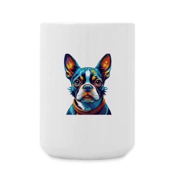 Boston Terrier Dog Breed Colorful Cartoon Kawaii - Large Mug 440 ml - white - Front