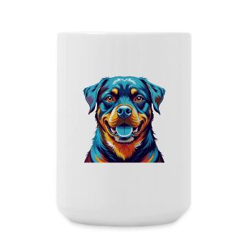 Rottweiler Chien Race Coloré Dessin Animé Kawaii - Grande tasse 440 ml - blanc - Devant