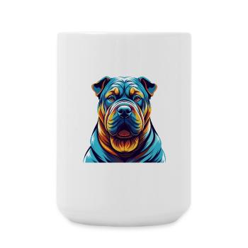 Shar Pei Race Chien Dessin animé Coloré Kawaii - Grande tasse 440 ml - blanc - Devant