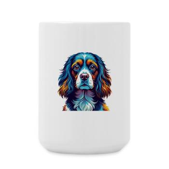 Russischer Spaniel Hunderasse Bunte Karikatur Kawaii - Große Tasse 440 ml - Weiß - Vorne