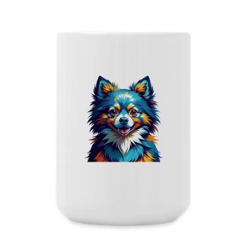 Pomeranian Spitz Dog Breed Colorful Cartoon Kawaii - Large Mug 440 ml - white - Front