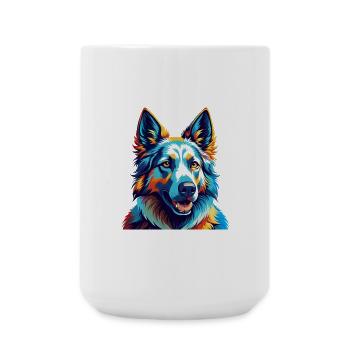 Weißer Schäferhund Hunderasse Bunte Karikatur Kawaii - Große Tasse 440 ml - Weiß - Vorne