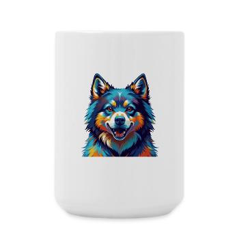 Chien de Laponie suédoise race Dessin animé coloré Kawaii - Grande tasse 440 ml - blanc - Devant