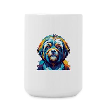 Tibétain Kyi Apso Chien Race Coloré Dessin Animé Kawaii - Grande tasse 440 ml - blanc - Devant