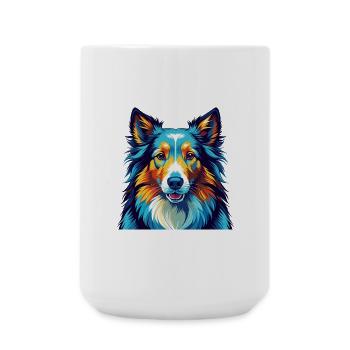 Chien de berger Shetland race Coloré Dessin animé Kawaii - Grande tasse 440 ml - blanc - Devant