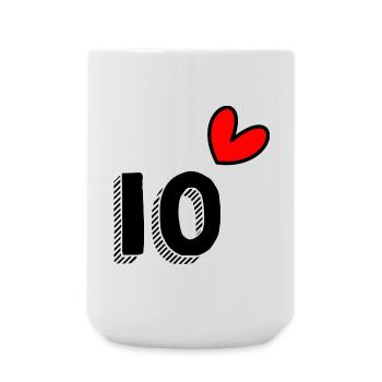 10. 10 JAHRE. 10-JÄHRIGES JUBILÄUM. 10-JÄHRIGES JUBILÄUM. - Große Tasse 440 ml - Weiß - Vorne