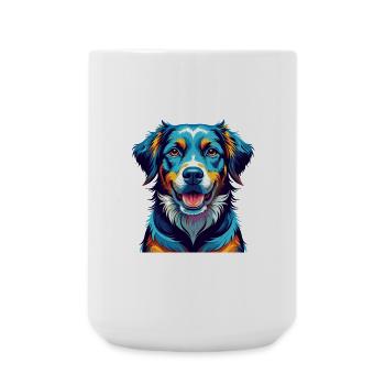 Chien de cur de montagne race coloré dessin animé Kawaii - Grande tasse 440 ml - blanc - Devant
