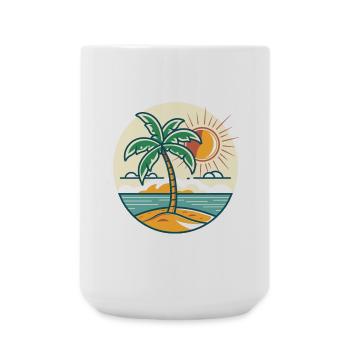 Inselpalme am Sonnenuntergang - Große Tasse 440 ml - Weiß - Vorne
