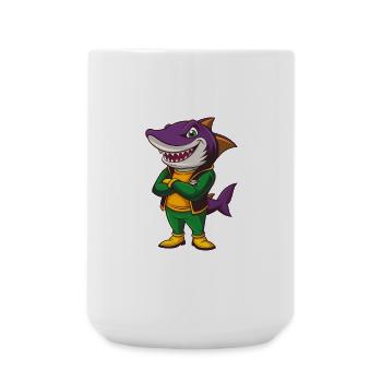 Shark Funny Kawaii Cartoon Character Clipart - Large Mug 440 ml - white - Front