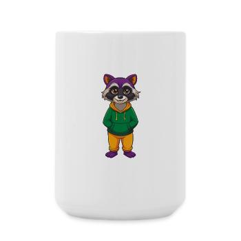 Raccoon Funny Kawaii Cartoon Character Clipart - Large Mug 440 ml - white - Front