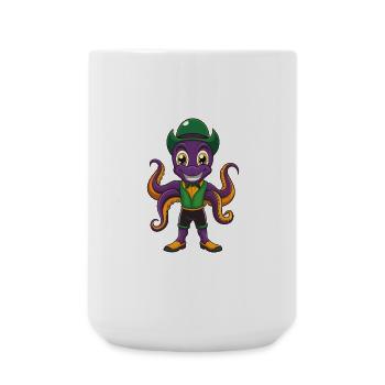 Octopus Funny Kawaii Cartoon Character Clipart - Large Mug 440 ml - white - Front