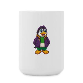 Penguin Funny Kawaii Cartoon Character Clipart - Large Mug 440 ml - white - Front