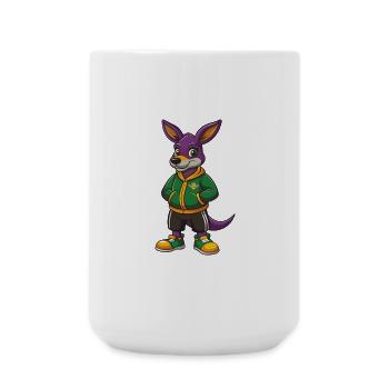 Kangaroo Funny Kawaii Cartoon Character Clipart - Large Mug 440 ml - white - Front