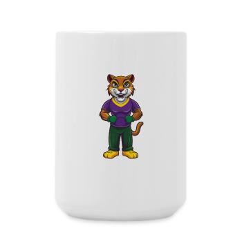 Cougar Funny Kawaii Cartoon Character Clipart - Large Mug 440 ml - white - Front