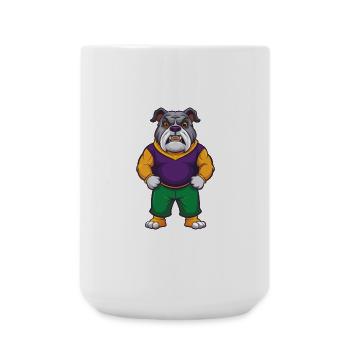Bulldogge Lustige Kawaii Cartoon Figur Clipart - Große Tasse 440 ml - Weiß - Vorne