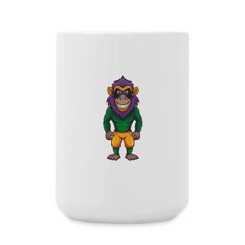 Baboon Funny Kawaii Cartoon Character Clipart - Large Mug 440 ml - white - Front