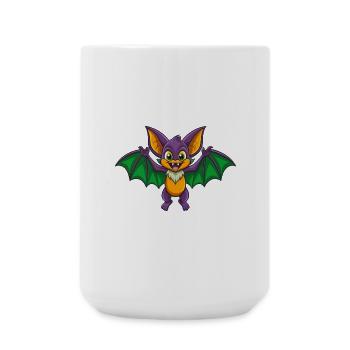 Chauve-souris drôle Kawaii dessin animé Personnage Clipart - Grande tasse 440 ml - blanc - Devant