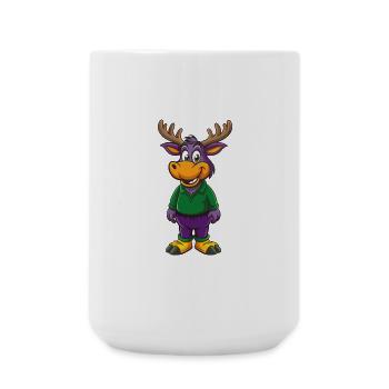 Elk Funny Kawaii Cartoon Character Clipart - Large Mug 440 ml - white - Front