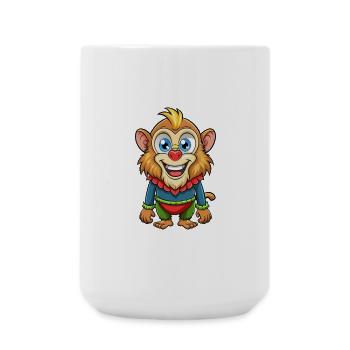 Mandrill Mignon Personnage De Dessin Animé Kawaii Clipart - Grande tasse 440 ml - blanc - Devant