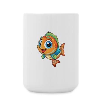 Fish Cute Cartoon Character Kawaii Clipart - Large Mug 440 ml - white - Front