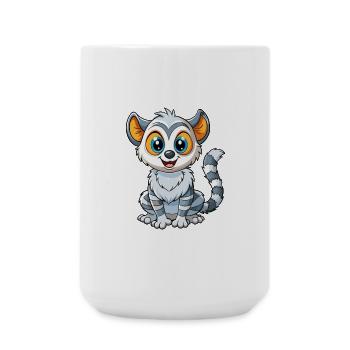 Lemur Cute Cartoon Character Kawaii Clipart - Large Mug 440 ml - white - Front