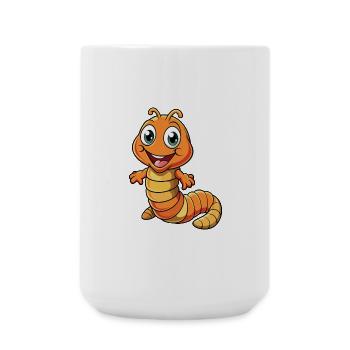 Ver de terre Mignon Personnage De Dessin Animé Kawaii Clipart - Grande tasse 440 ml - blanc - Devant