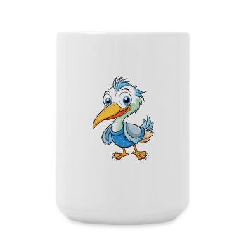 Heron Cute Cartoon Character Kawaii Clipart - Large Mug 440 ml - white - Front