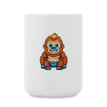 Gorille mignon personnage de dessin animé Kawaii Clipart - Grande tasse 440 ml - blanc - Devant