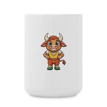 Bull Cute Cartoon Character Kawaii Clipart - Large Mug 440 ml - white - Front