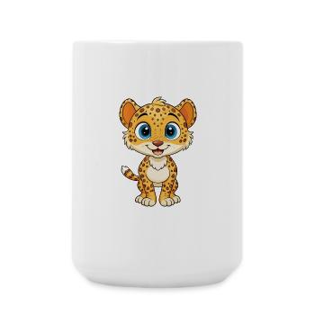 Gepard Niedliche Zeichentrickfigur Kawaii Clipart - Große Tasse 440 ml - Weiß - Vorne