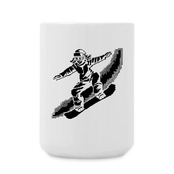 Snowboarder Pixel Art - Large Mug 440 ml - white - Front