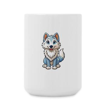 Arctic Wolf Cute Cartoon Character Kawaii Clipart - Large Mug 440 ml - white - Front